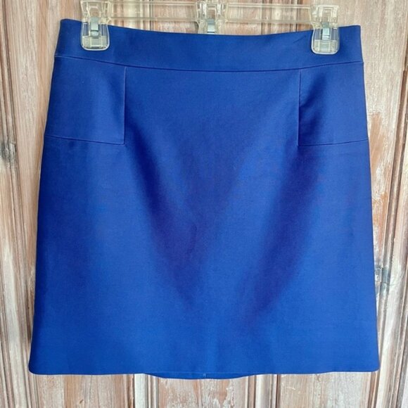 J. Crew Cotton Mini Skirt Sapphire Blue Preppy Office Like New Size 4 - Picture 1 of 8